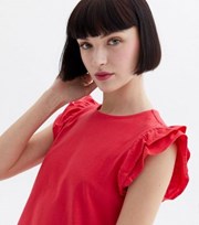 New Look Red Frill Sleeve T-Shirt